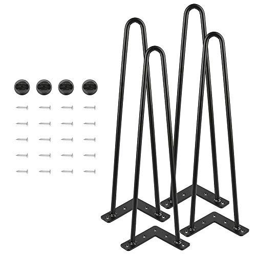 4x Haarnadel Tischbeine Austauschbare Tisch&Schrank Beine für Heimwerker - Mitte des Jahrhunderts Modern Stil - Verfügbar in Höhe von 41cm-71cm - Freie Bodenschoner und Schrauben (41cm - 2 Streben) von Kedia