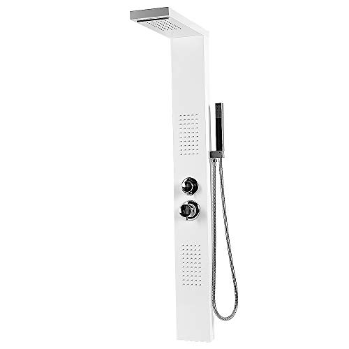 Duschstangeset, Duschsäuleset, Duschpaneel, Duschgarnitur Komplettset, Duschset mit Regendusche, Duschsystem, Handdusche+Kopfbrause+Hintere Waschdüse (A-weiß) von Kedia