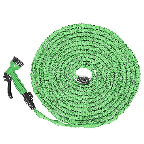 Flexibler Gartenschlauch Wasserschlauch Dehnbar Garten, Ausziehbarer Wasserdruckschlauch, Gartenwasserrohr mit Sprinkler (B-5M-grün) von Kedia