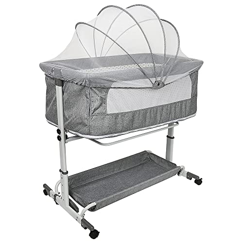 Kedia Babybetten mit Moskitonetz, Baby Beistellbett mit Rollen, Reisebett Baby, Baby-Spielbett Höhenverstellbar, Tragbares Kinderreisebett (113 * 66 * 84cm) von Kedia