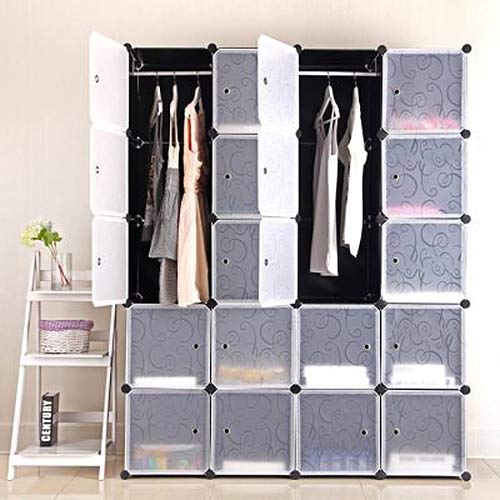 Kedia Kleiderschränke, Modulare Schrank Garderobenschrank, Schlafzimmerschrank, Kunststoffschrank mit Türen, Tragbarer Kleiderschränke (183 * 147 * 37CM) von Kedia