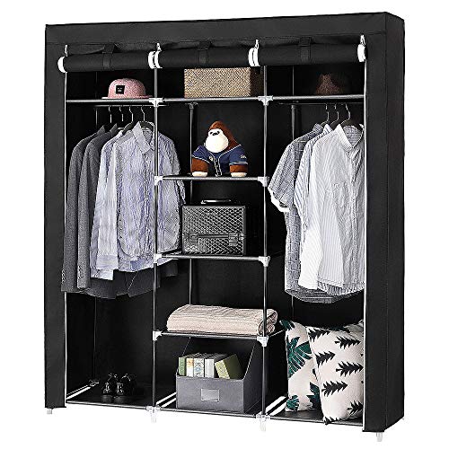 Kedia Kleiderschrank, Stoffschrank mit Reißverschluss, Kleiderstange Schuhschrank Garderobe für Schlafzimmer, Ankleidezimmer (175 * 150 * 45cm-A) von Kedia
