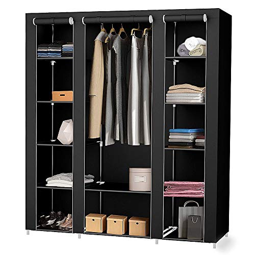 Kedia Kleiderschrank, Stoffschrank mit Reißverschluss, Kleiderstange Schuhschrank Garderobe für Schlafzimmer, Ankleidezimmer (175 * 150 * 45cm-B) von Kedia