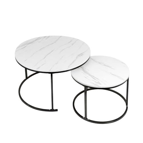 Kedia Teetischset, 2er-Set Runder Couchtisch, Multifunktions-Kaffeetisch, Beistelltische fürs Wohnzimmer, Moderner Teetisch & Couchtisch (B.) von Kedia
