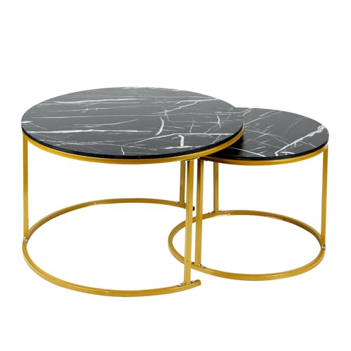 Kedia Teetischset, 2er-Set Runder Couchtisch, Multifunktions-Kaffeetisch, Beistelltische fürs Wohnzimmer, Moderner Teetisch & Couchtisch (C.) von Kedia