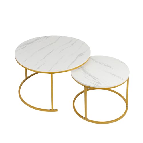 Kedia Teetischset, 2er-Set Runder Couchtisch, Multifunktions-Kaffeetisch, Beistelltische fürs Wohnzimmer, Moderner Teetisch & Couchtisch (D.) von Kedia