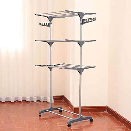Kedia Wäscheständer mit Rollen Wäscheständer Turm Klappbar Standtrockner Wäscheturm für Innen und draußen (C-72 * 56 * 152cm) von Kedia