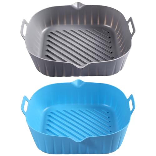 KedidO 2 Stück Silikonform Für Heißluftfritteuse Airfryer Zubehör Silikon Air Fryer Accessories Pot Liners Wiederverwendbares Heißluftfritteuse Korb Backform Silikoneinsatz Zubehör von KedidO