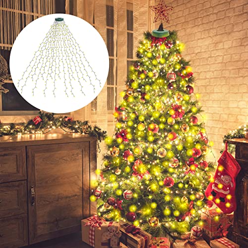 Kedoxi Lichterkette Weihnachtsbaum 400er LEDs Lichterkette Fernbedienung mit 16 Zweig 2meter Lichtstreifen, Lichterkette Weihnachtsbaum für 1m-2.4m Weihnachtsbaum Dekoration Garten Heim Party Warmweiß von Kedoxi