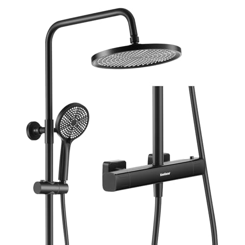 KeeGone Duschsystem mit Thermostat Edelstahl Regendusche 25cm Handbrause 3 Strahlarten Duscharmatur Komplettset Höhenverstellbar mit Anti-Verbrühungsschutz Wassersparend Einfach Installieren KeeGone Duschsystem mit Thermostat Edelstahl Regendusche 25cm Handbrause 3 Strahlarten Duscharmatur Komplettset Höhenverstellbar mit Anti-Verbrühungsschutz Wassersparend Einfach Installieren von KeeGone