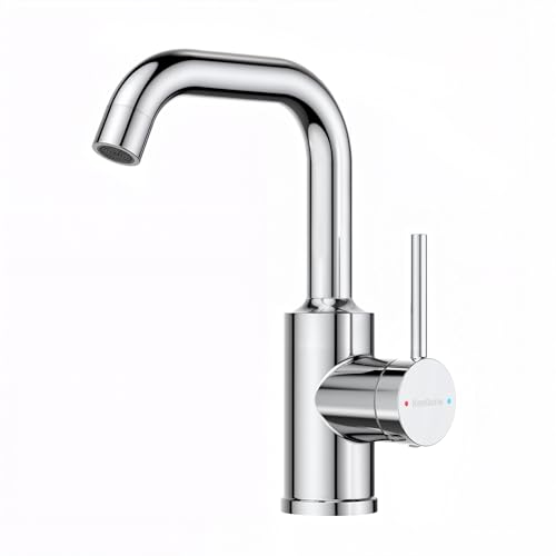 KeeGone Waschbeckenarmatur 360° drehbar Wasserhahn bad mit Warm- und Kaltwassermischer badarmatur waschbecken Chrom von KeeGone