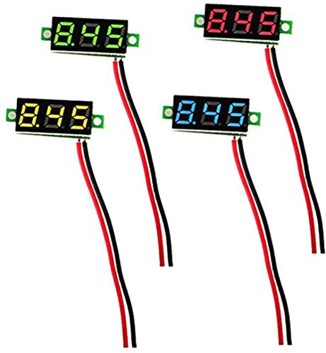 KeeYees 0,28 Zoll Zwei Drähte Mini Digital Voltmeter Panel DC 2,5 V-30 V Spannungsprüfer Meter LED Display (4 Farben) von KeeYees