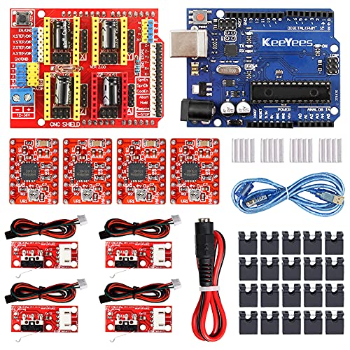 KeeYees Professional 3D Drucker CNC Kit mit E-Tutorial - CNC Shield V3 mit Jumper Kappen, A4988 Schrittmotor Treiber, DC Female Konverter Kable, RAMPS 1.4 Mechanical Switch Endstop KeeYees Professional 3D Drucker CNC Kit mit E-Tutorial - CNC Shield V3 mit Jumper Kappen, A4988 Schrittmotor Treiber, DC Female Konverter Kable, RAMPS 1.4 Mechanical Switch Endstop von KeeYees