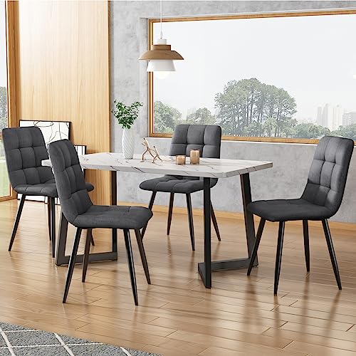 Keebgyy Esszimmerstühle 4er Set Moderne Esszimmerstühle aus Leinen für Wohnzimmer Esszimmer Wohnzimmer Esszimmer (Grau) von Keebgyy