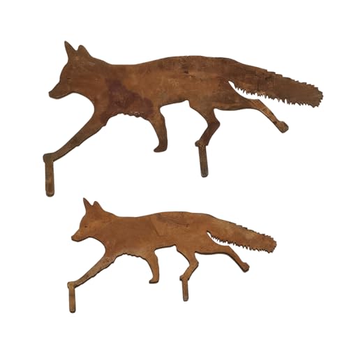 Metall-Fuchs-Dekoration, Rustikale Metall-Fuchs-Gartendekoration mit Pfählen, Eisen-Fuchs-Pfahl, Fuchs-Hofpfahl, Füchse-Gartenstecker, Metall-Fuchs-Gartendekoration, Gartenschild, Füchse-Plug-in-Garte von Keebgyy