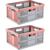 keeeper Klappbox "Profi-Klappbox lea mit Softgriffen (Set 2 St.) 32 l, 48,5x35x23,5 cm" Soft-Touch-Griffe, zusammenklappbar, leicht zu reinigen von Keeeper