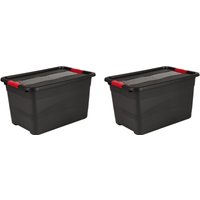 keeeper Transportbehälter "eckhart" 39,5 cm breit 34 cm hoch 59,5 cm lang Set, 2 Stk. tlg. je 52 Liter, mit Deckel, Schiebeverschluss, extra stabil von Keeeper