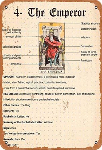 Keely The Emperor Tarot Card Meaning Metall Vintage Zinn Zeichen Wanddekoration 12x8 Zoll für Cafe Coffee Bars Restaurants Pubs Man Cave Dekorativ von Keely