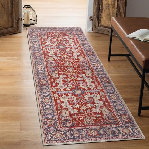 Keen Home Design Teppich, maschinenwaschbar, mit rutschfester Unterseite, ideal für Flur, Eingangsbereich, Küche, Waschküche, Vintage, pflegeleicht, langlebig, niedriger Florteppich – (60 x 200 cm) von Keen Home Design