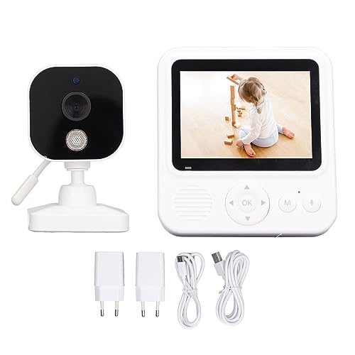 2,8-Zoll-Babyphone mit Kamera, Nachtsicht, 2-Wege-Gespräch, Drahtloser Übertragung, Temperaturüberwachung für Babys (EU-Stecker) von Keenso