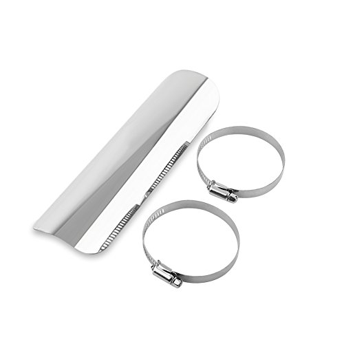 Motorrad Hitzeschild, Universal Metall Stahl Motorrad Auspuff Hitzeschild Schalldämpfer Gerade Abdeckung Auspuff Hitzeschild Abdeckung für Motorräder, Chopper, Cruiser(Silber) von Keenso