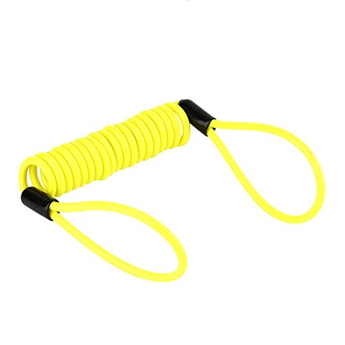 Keenso 1.2m Motorrad Gelb Disc-Sperre Alarm Lock Sicherheit Frühling Reminder Kabel für Roller Motorrad Bike Bremsscheibe Lock Reminder Kabel Diebstahlschutz am Lenker von Keenso