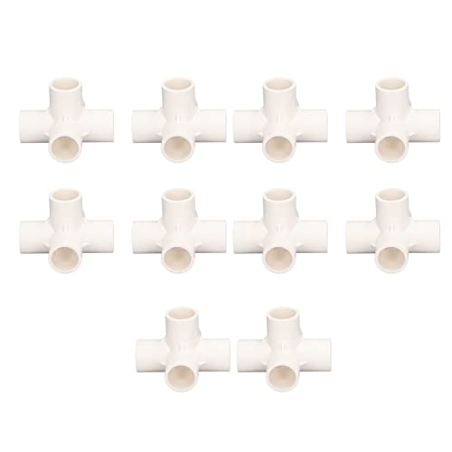 Keenso 10 PCs PVC Rohranpassung 20 Mm 5 Wege Rechtwinkliger Ellbogen für Innen-/Außenmöbel - Haltbares PVC -Material (WHITE) von Keenso