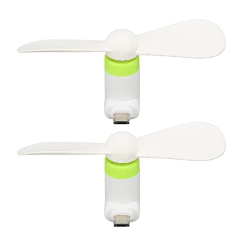 Keenso 2 PCs -Telefonlüfter mit Abnehmbarem Vane/Wing Soft Breeze 1W Nennleistung Tragbarer Telefonlüfter für Micro -USB Typ C Schnittstellen weiß weiß, für den Transport Geeignet von Keenso