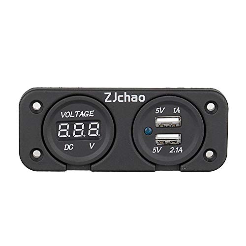 Keenso 2 USB Ladegerätbuchse Digital Voltmeter LED Digitalanzeige Voltmeter Messgeräte von Keenso