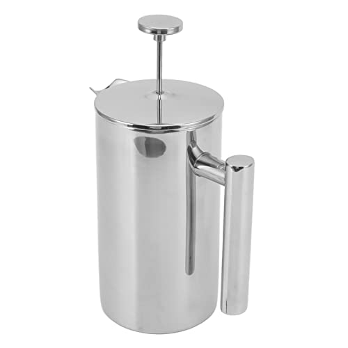 Keenso 304 Edelstahl Französische Kaffee Presse Doppelwand Teekanne Handgebrauten Filterbildschirm Leicht Sauber für Küchencamping, (350ML) von Keenso