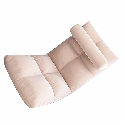 Keenso Arm -freier Bodenspielstuhl mit Verstellbarer Rückenladungsfaltsofa -Bett Zum Arbeiten, Fernsehen, Meditation Ideal für Erwachsene Metallrahmenflanellmaterial (PINK) von Keenso