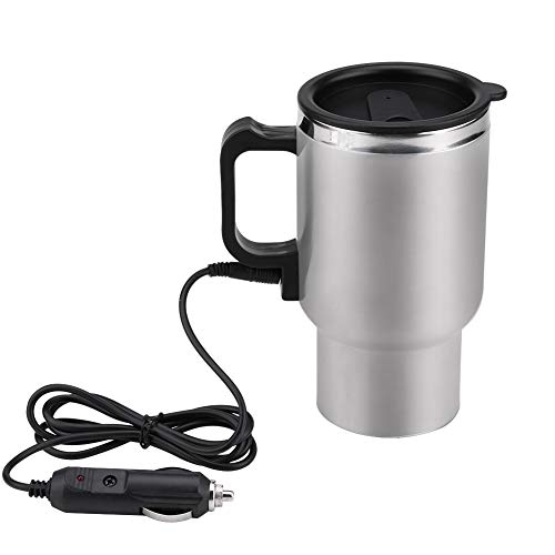 Keenso Auto 12V Wasserkocher, Auto 12V 450ml Edelstahl Zigarettenanzünder Wasserkocher Heizung Trinkbecher Reise Wasserkocher mit Zigarettenanzünderkabel von Keenso