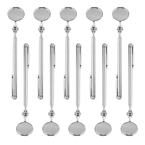Keenso Auto Inspektionsspiegel, 10 STK Auto Einziehbar Rund Teleskopspiegel Teleskop Inspektionsspiegel Handwerkzeug mit Griff (30 × 600mm Stift Clip, Silber) von Keenso