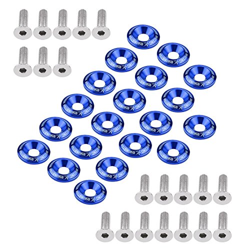 Keenso Auto Stoßstange Unterlegscheibe Schrauben Kit, 20 Sätze Universal Auto CNC Billet Aluminium eloxierte Unterlegscheiben und Schrauben für Kotflügel, Stoßstangen, Scheinwerfer, Kofferraum (Blau) Keenso Auto Stoßstange Unterlegscheibe Schrauben Kit, 20 Sätze Universal Auto CNC Billet Aluminium eloxierte Unterlegscheiben und Schrauben für Kotflügel, Stoßstangen, Scheinwerfer, Kofferraum (Blau) von Keenso