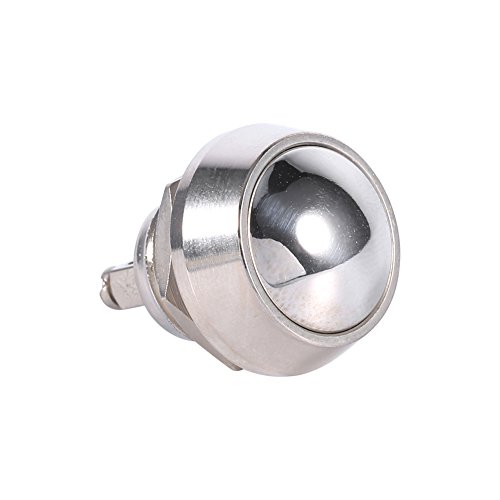 Momentaner Knopfschalter, silberfarben, robust, 12 mm, momentan, Kuppel, hohe Verriegelung, wasserdicht, Druckknopfschalter aus Metall von Keenso
