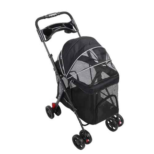 Keenso Haustier-Kinderwagen, Faltbarer Tragewagen für Unterwegs (Black) von Keenso