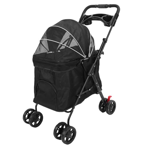 Keenso Haustierwagen, Faltbarer Trägerspazierwagen für Mittelgroßen Großen Hunden (Black) von Keenso