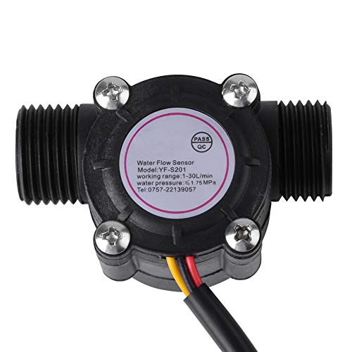 Keenso Hochpräziser DN15 G1 / 2 Wasserdurchflusssensor Hall-Durchflussmesser mit 4 Röhren Impulsflusssensor (Schwarze 3 Zeilen) Flüssigkeitsstandssensoren von Keenso