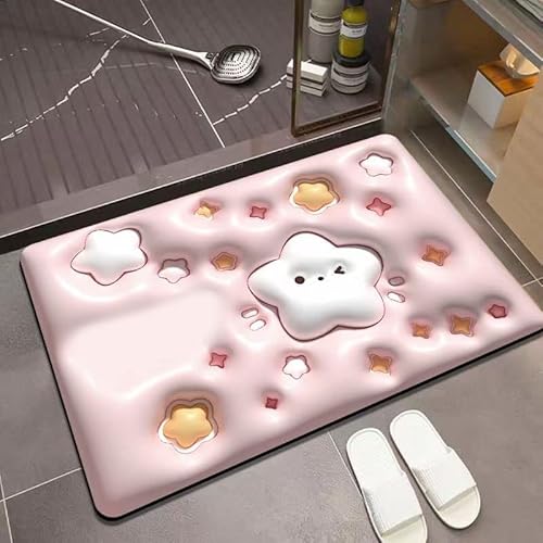 Keenso Kieselgur Erde 3D Visuelles Wasser Saugfähige Bodenmatte für Badezimmer, rutschfeste Schnelle, Trocken (H5) von Keenso