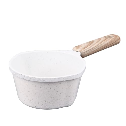 Keenso Kompakte Küchensauce Pfanne Aluminium Steinschicht Topf Zum Einfachen Gießen von Ölmilchheizung (WHITE) von Keenso