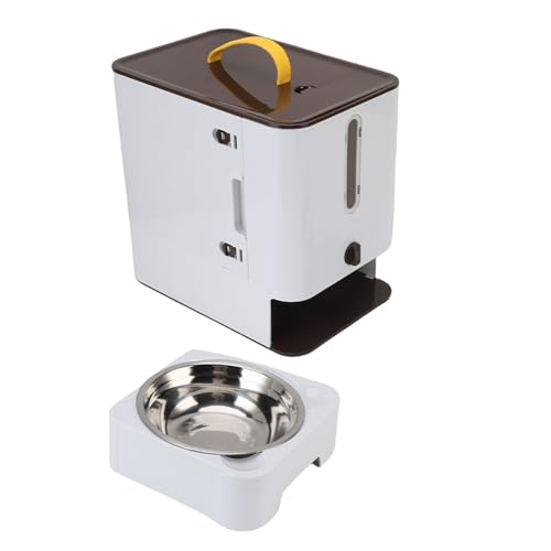 Keenso Langlebiger ABS -Edelstahl -Tiernahrungsmittel mit Transparentem Fensterdesign, Katzen Fütterungsstation, Langer Ausflug Ausreichend Lebensmittelaufbewahrung, Multifunktionaler (Brown) von Keenso