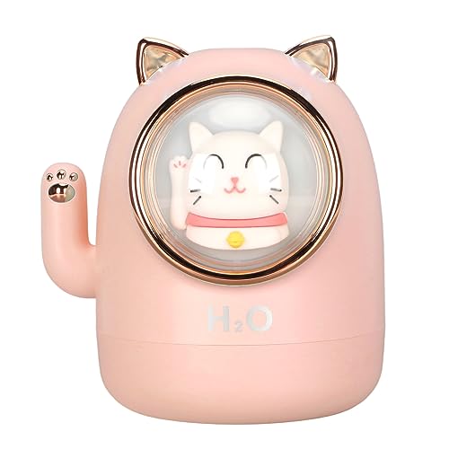 Keenso Luftbefeuchter Diffusor Katze Form 400 Ml Kapazität Timing -Luftbefeuchter für Home Office Schlafzimmer Wohnzimmer Dekoration, USB Angetrieben (PINK) von Keenso