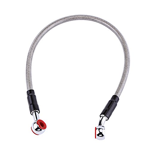 Keenso Motorrad Bremsleitung, Universal 45/90 cm Motorrad Stahlflex bremsleitung Bremse Ölschlauch Kraftstoffschlauch M10 (45cm Grau) von Keenso