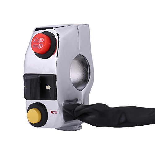 Steuerschalter für Motorradlenker, 7/8 Zoll, Universal-Lenkermontageschalter mit Blinker, Fernlichtsteuerung (Silber) von Keenso