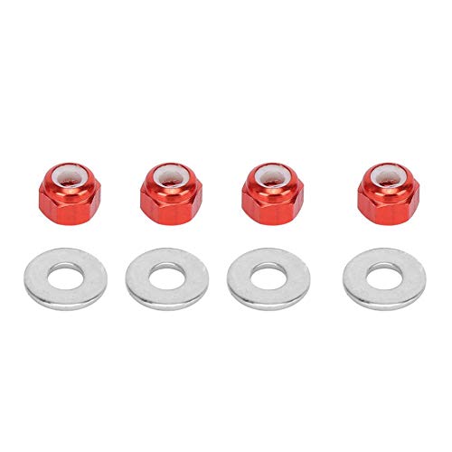 Keenso RC Car Radmutter, 4 Stück 3mm RC Offroad Fahrzeug Rad Sechskant Kontermutter Fit Reifenmutter Upgrade Zubehör für wltoys 1/14 144001 RC Car(Rot A949-49R) von Keenso