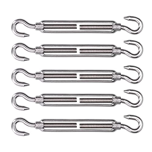 Keenso Resistant Turnbruckle Haken und Haken -Set, Einstellbare Kabelschnurspannungshardware für Schattensegel, 304 Edelstahl, 5pcs (M10) von Keenso