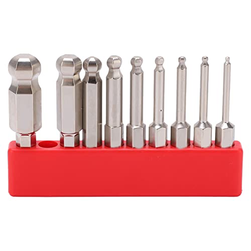 Keenso Sechskant-Schraubendreher-Bit-Set 9 Stück 1/4 Zoll Schraubendreher-Bit-Set Rostfreier S2 Stahl Magnetischer Kugelkopf Sechskant-Bits Sechskantschaft(50mm) Autoversicherung & Autoreparatur von Keenso