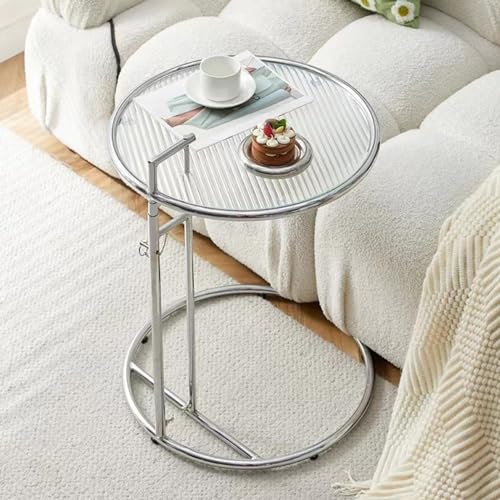 Keenso Stilvoller C -förmiger Runder Endtisch mit Durchscheinendem Top -Glasoberteil für die Bürolounge (Gray) von Keenso