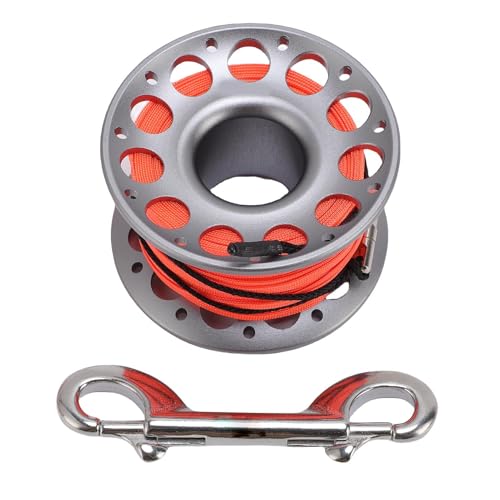 Keenso Tauchrolle, 30 M Fingerrolle mit Doppelter Bolzen -Snap Clip Aviation Aluminium Leichtes Spulen für das Schnorcheln Im Freien Im Freien (Gray) von Keenso