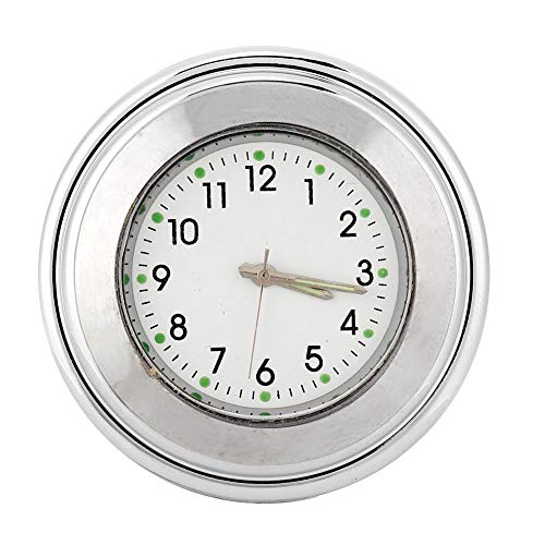 Motorraduhr, 22–25 Mm Universal-Motorrad-Lenkeruhr, Metallhalterung, Handgriff, Zifferblattuhr (Silber) von Keenso